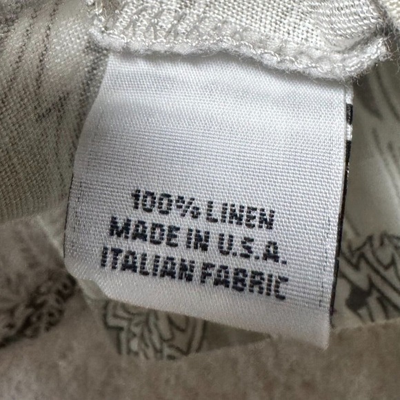 Bryn Walker Womnes Linen Top Jacket Tan Blue Paisley 3/4 Sleeve Button Up Sz Lg - Picture 14 of 15